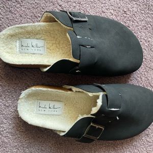 Dark Brown suede size 8 slip on clogs. Lined with fur. New/no tags.